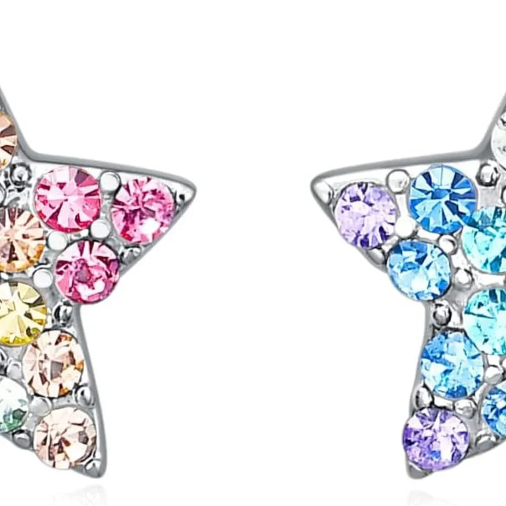 Women Earrings Brass Small Star Heart Teardrop Round Triangle Stud Jewelry